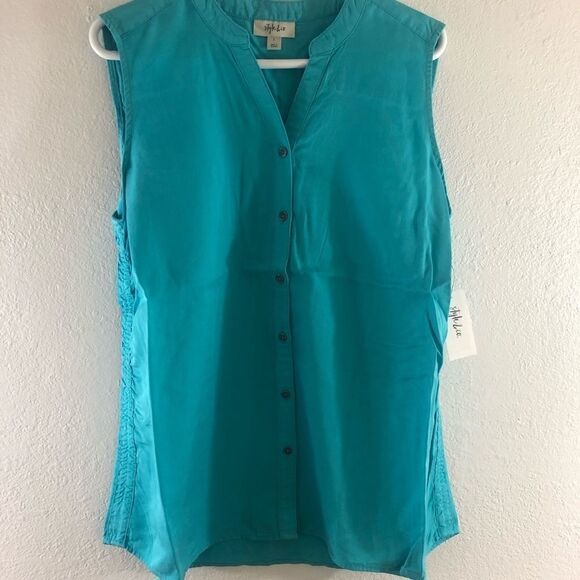 Style & Co Lyocell blue ruched in the side Size L - Picture 2 of 6